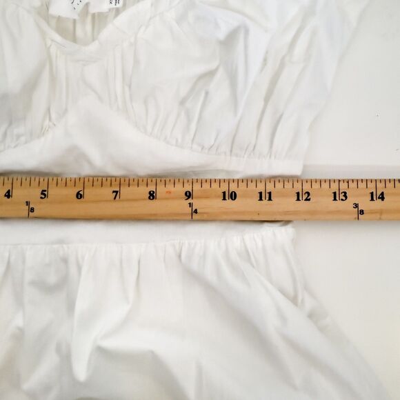 ASTR The Label Short Sleeve Cinched Bust Midi Dress White Sz XS 100% Cotton - Picture 11 of 11